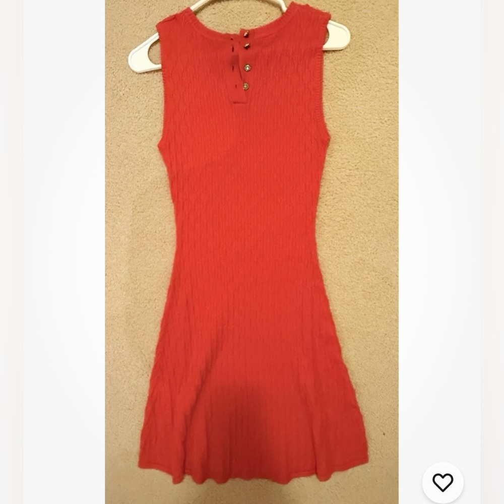 Zara Orange Knit Sleeveless Dress With Crystal Button,Size S Excellent Condition